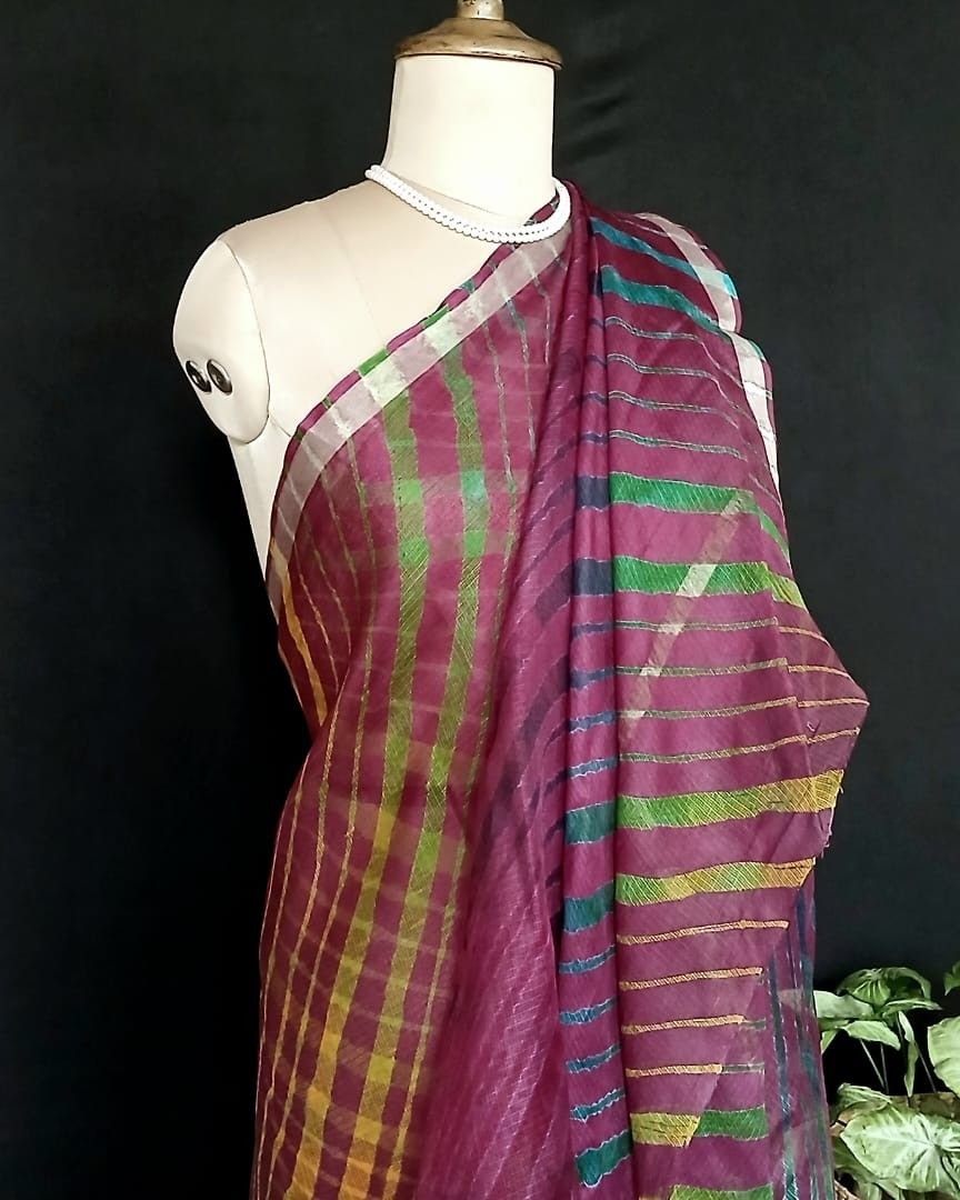 Hand tie-dye Leheriya on Kota Silk (HTKS0033)