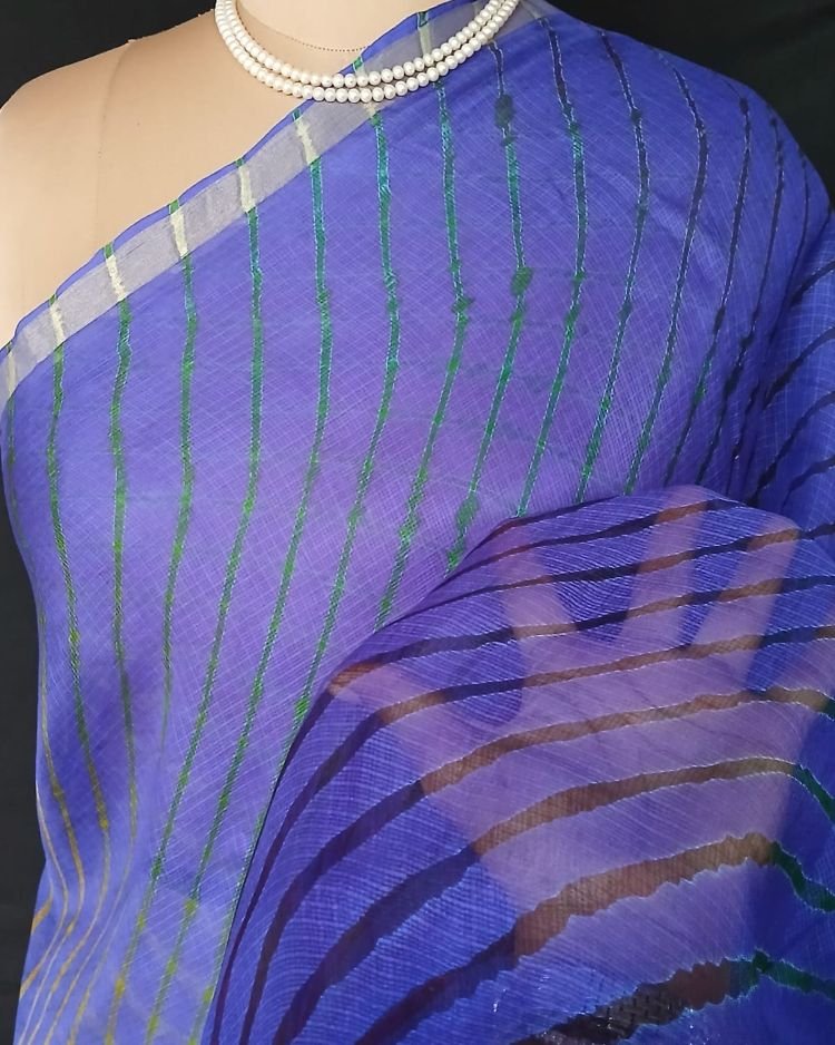 Hand tie-dye Leheriya on Kota Silk (HTKS0034) - Image 4