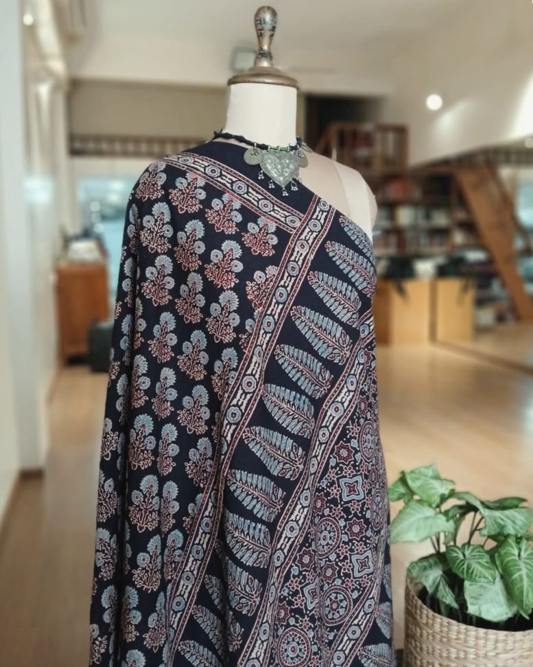 Ajrakh Mul Cotton Saree – (AMCS1055) - Image 7