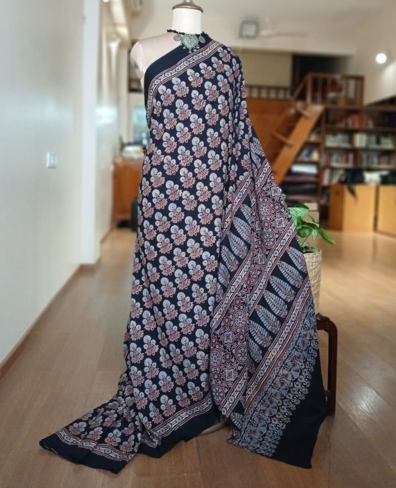 Ajrakh Mul Cotton Saree – (AMCS1055)