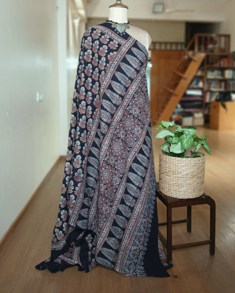 Ajrakh Mul Cotton Saree – (AMCS1055) - Image 6