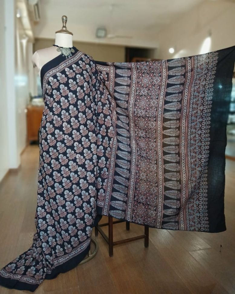 Ajrakh Mul Cotton Saree – (AMCS1055) - Image 8