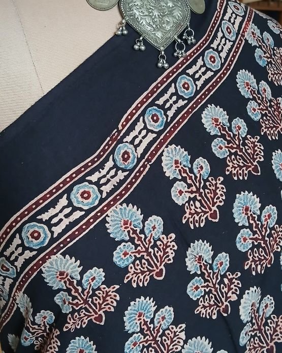 Ajrakh Mul Cotton Saree – (AMCS1055) - Image 3
