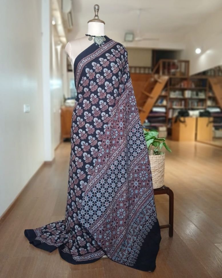 Ajrakh Mul Cotton Saree – (AMCS1056)