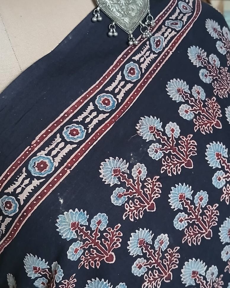Ajrakh Mul Cotton Saree – (AMCS1056) - Image 4
