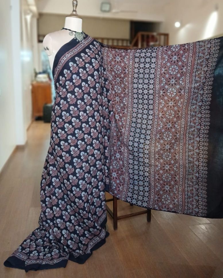 Ajrakh Mul Cotton Saree – (AMCS1056) - Image 5