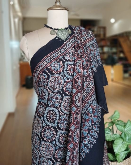 Ajrakh Mul Cotton Saree – (AMCS1047) - Image 5