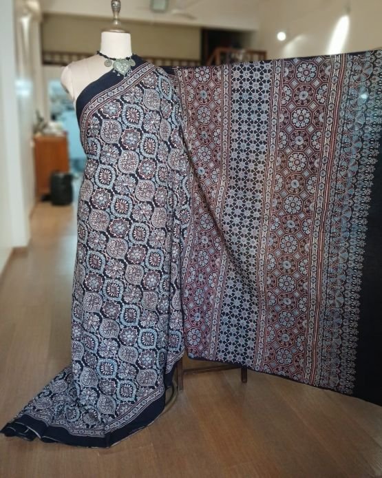 Ajrakh Mul Cotton Saree – (AMCS1047) - Image 6