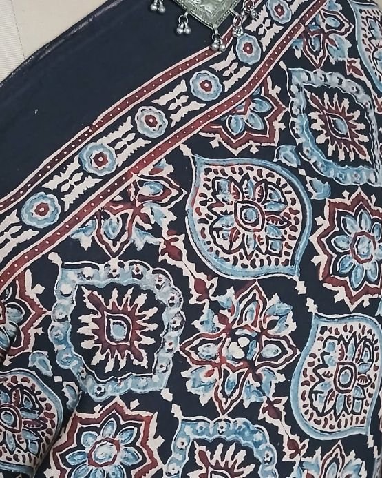 Ajrakh Mul Cotton Saree – (AMCS1045) - Image 3