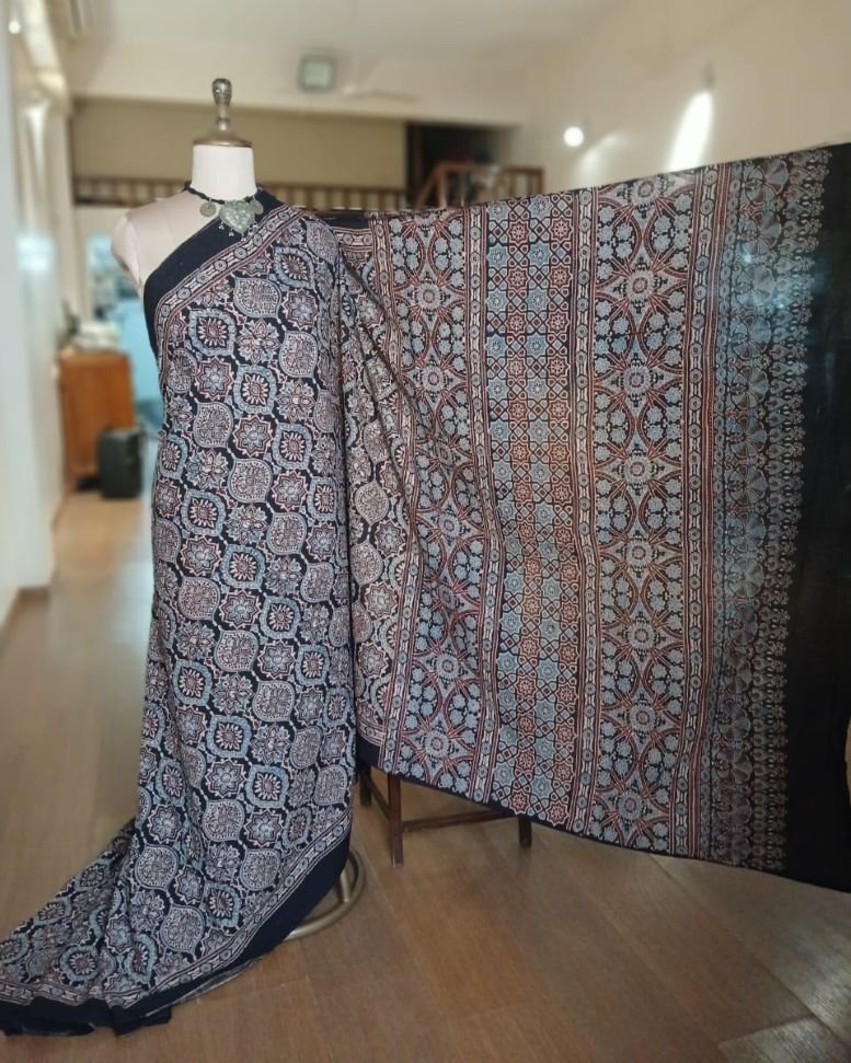 Ajrakh Mul Cotton Saree – (AMCS1045) - Image 6