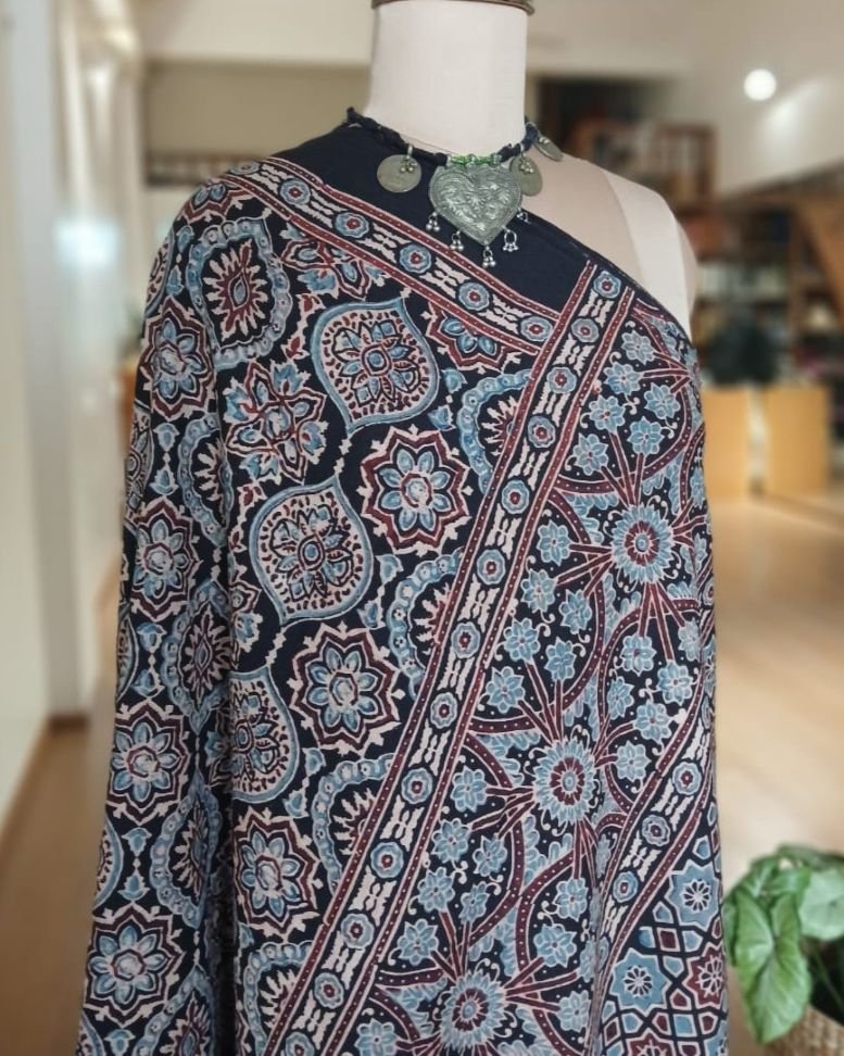 Ajrakh Mul Cotton Saree – (AMCS1045) - Image 8