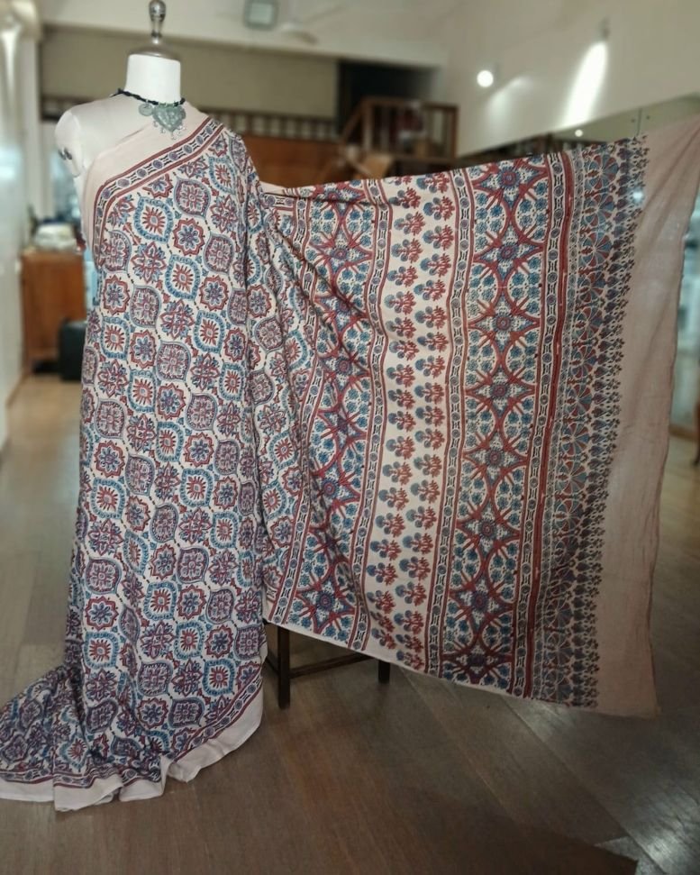 Ajrakh Mul Cotton Saree – (AMCS1054) - Image 3