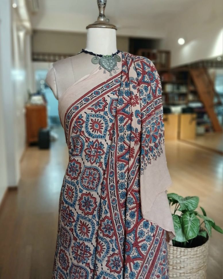 Ajrakh Mul Cotton Saree – (AMCS1054) - Image 4