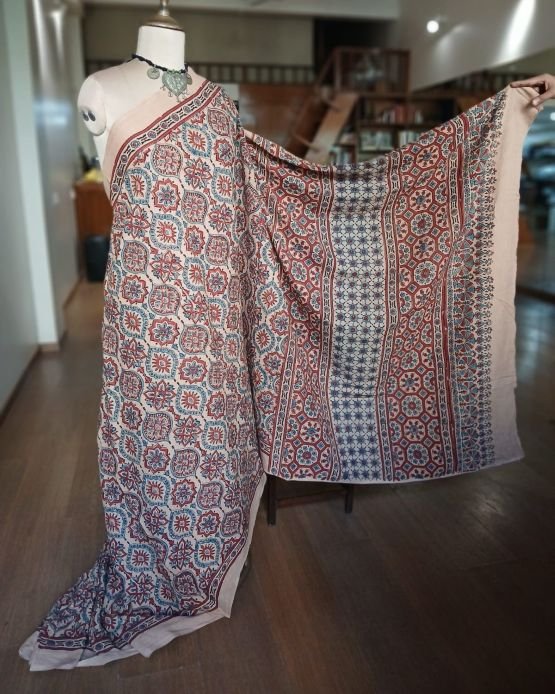 Ajrakh Mul Cotton Saree – (AMCS1052) - Image 8