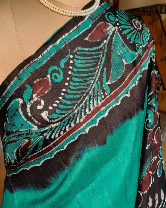 Batik Silk Saree from Murshidabad – (BSSM0021) - Image 4