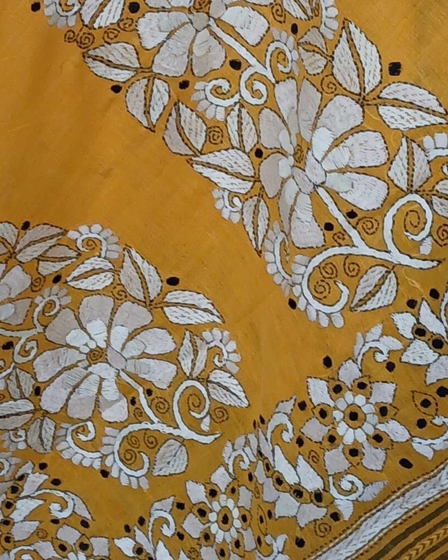 Cotton Kantha Saree from Santiniketan – (KNCS1042) - Image 8