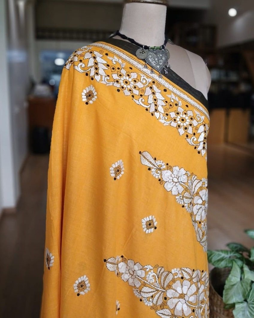 Cotton Kantha Saree from Santiniketan – (KNCS1042) - Image 7