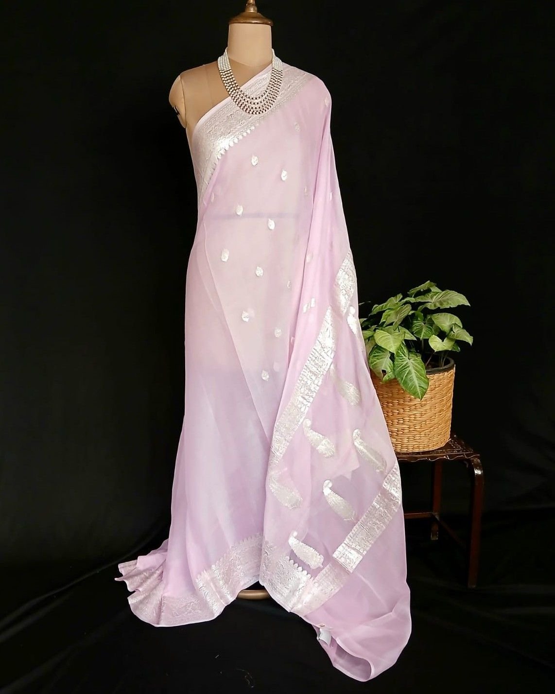 Georgette Pure Silk Handweave from Banaras – (GBHS1018) - Image 2