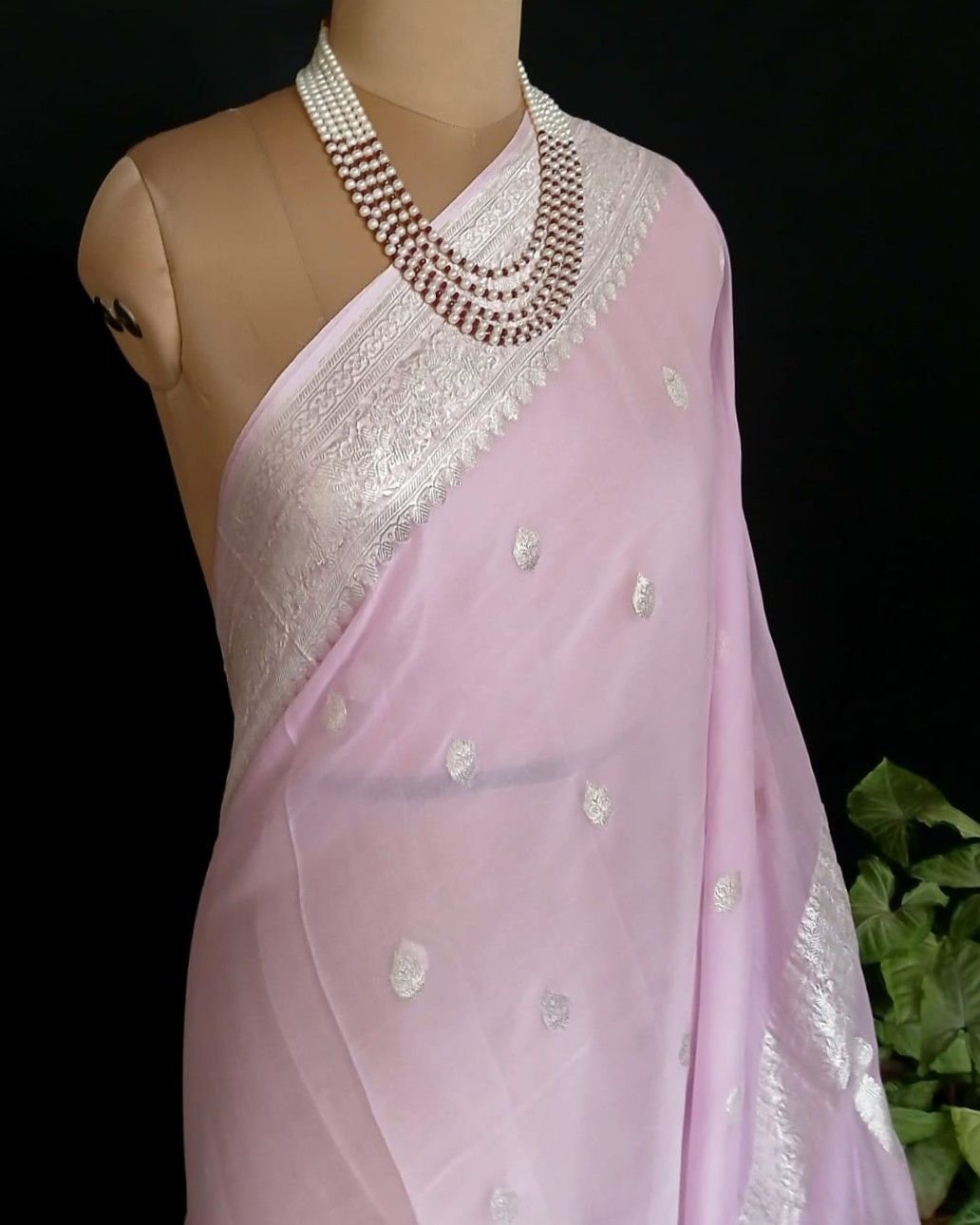 Georgette Pure Silk Handweave from Banaras – (GBHS1018) - Image 3
