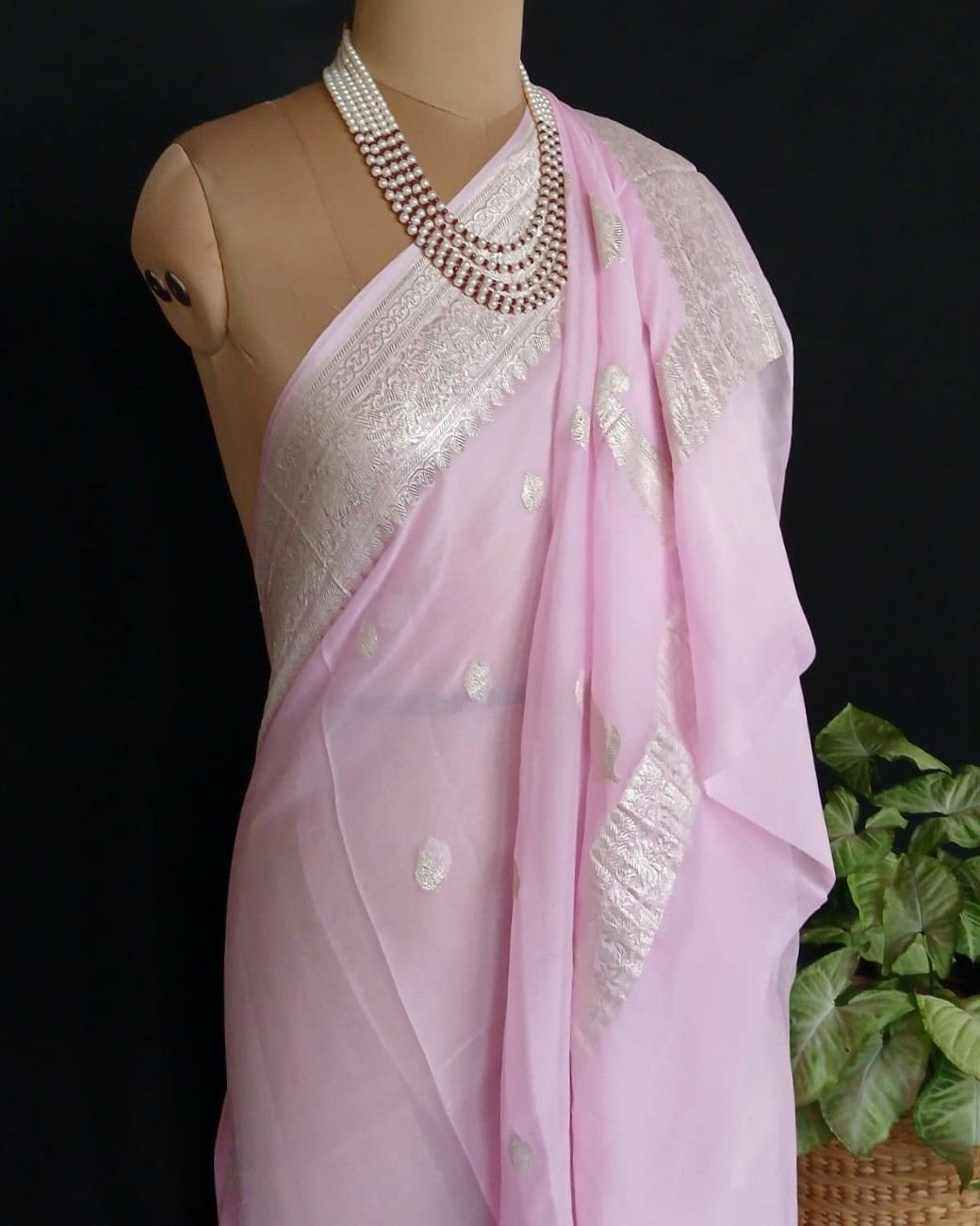 Georgette Pure Silk Handweave from Banaras – (GBHS1018) - Image 5