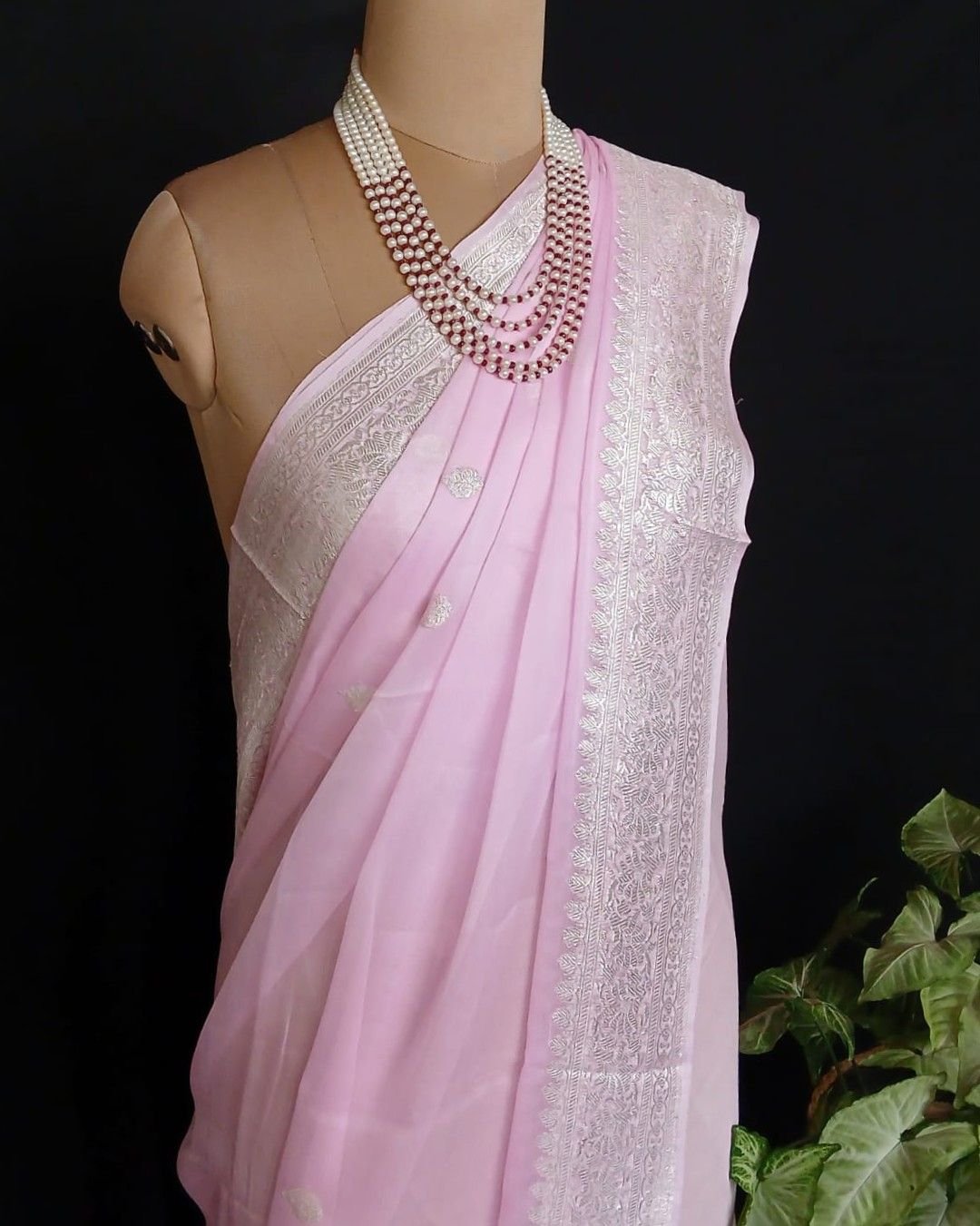 Georgette Pure Silk Handweave from Banaras – (GBHS1018) - Image 6