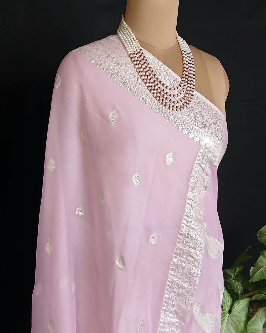 Georgette Pure Silk Handweave from Banaras – (GBHS1018) - Image 8