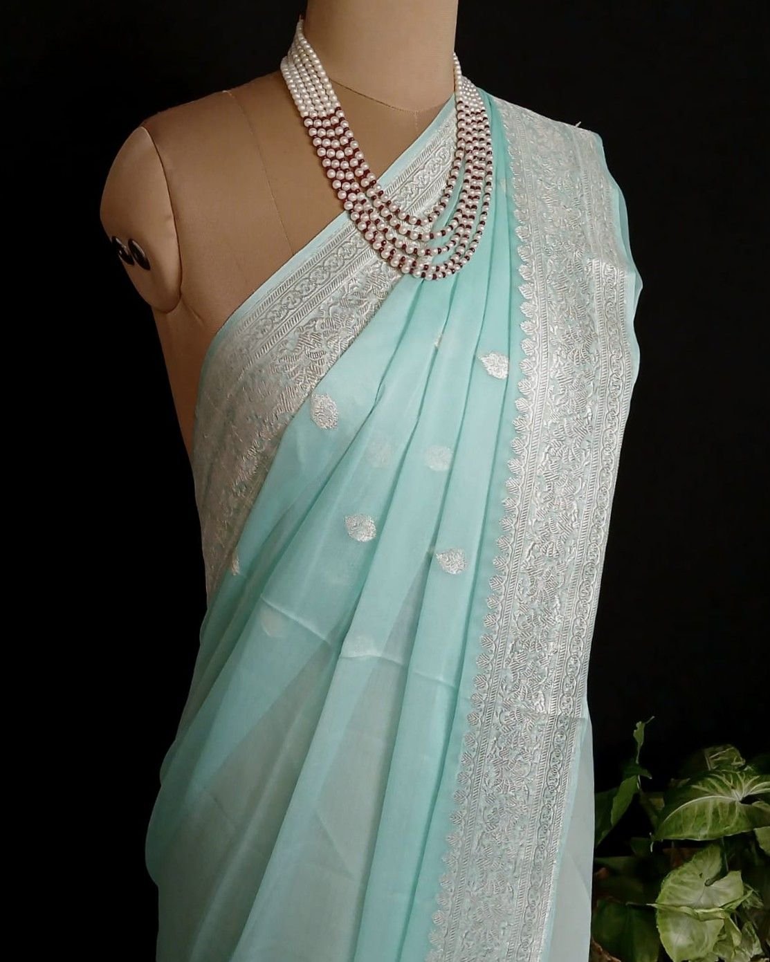 Georgette Pure Silk Handweave from Banaras – (GBHS1023) - Image 6