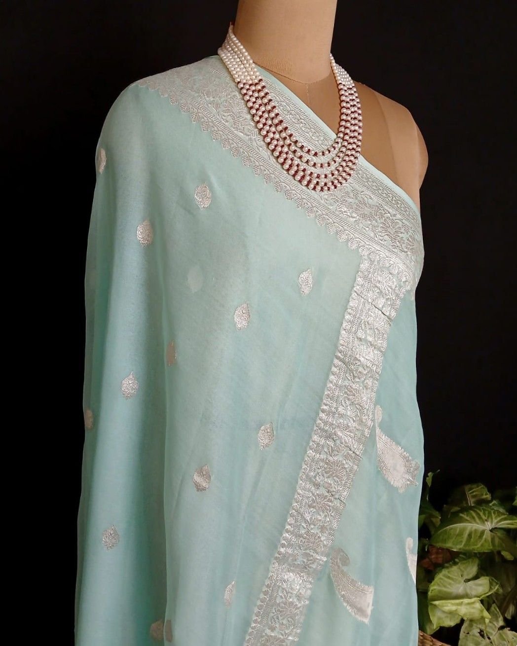 Georgette Pure Silk Handweave from Banaras – (GBHS1023) - Image 8