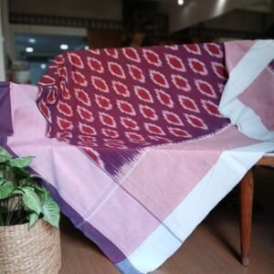 Ikat Cotton Double Bedsheet Set with Pillowcases - (BDST1013)