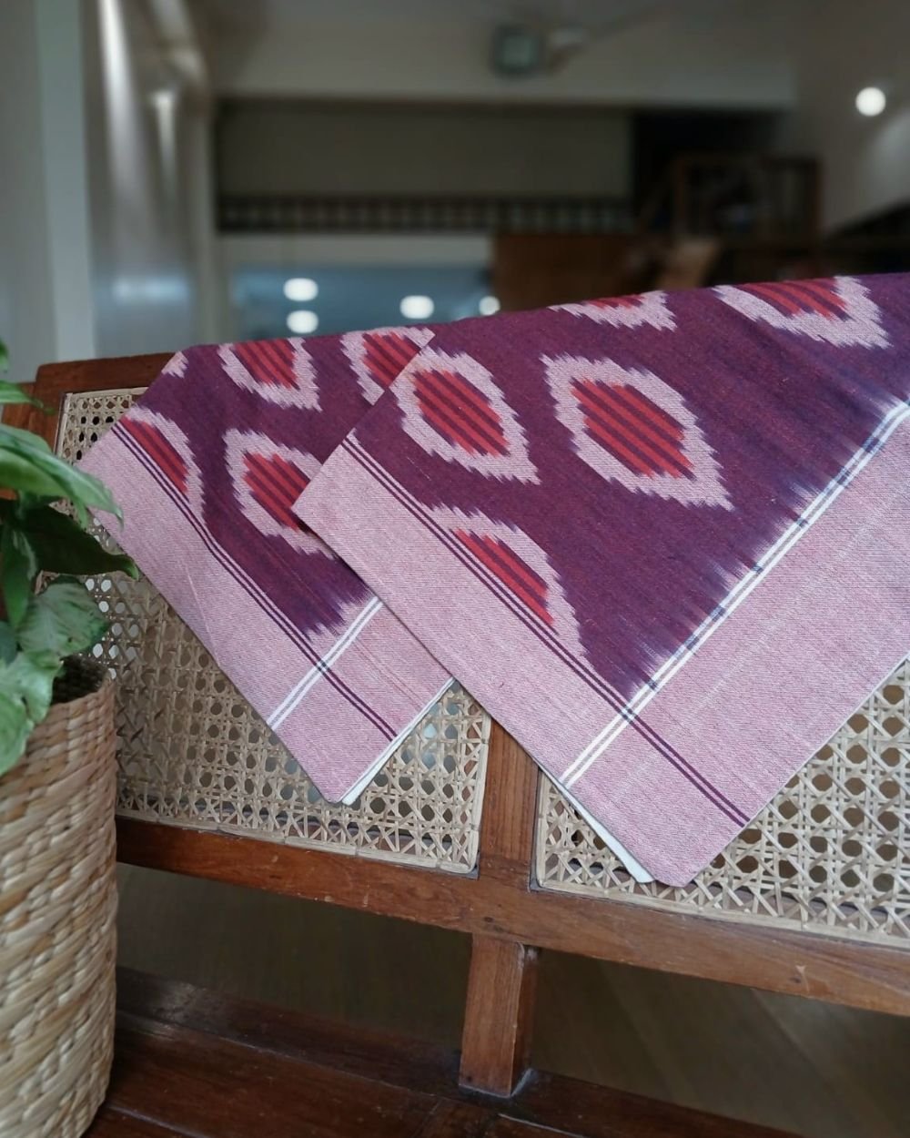 Ikat Cotton Double Bedsheet Set with Pillowcases - (BDST1013) - Image 3