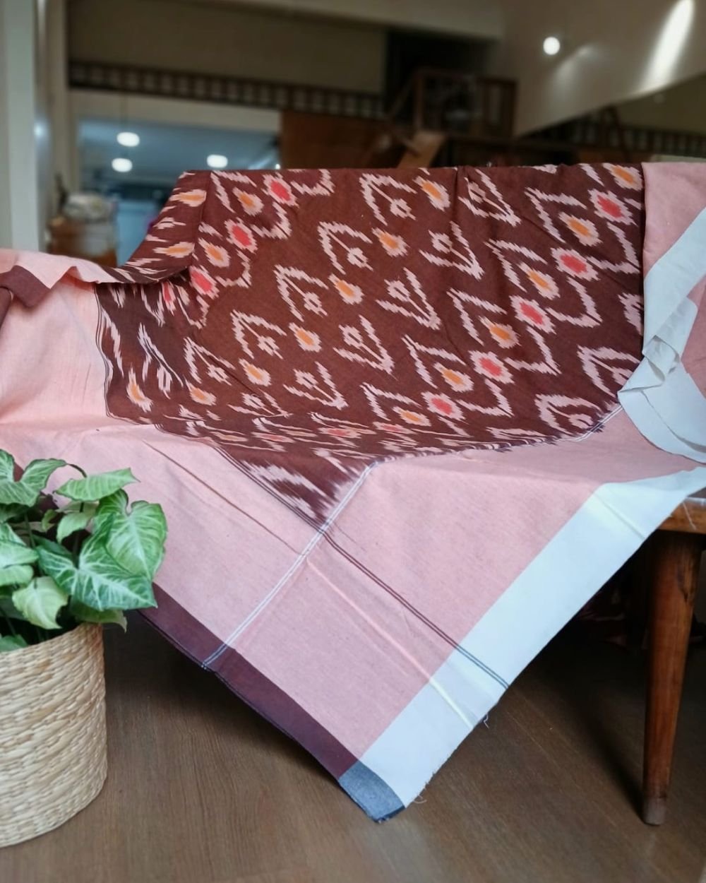 Ikat Cotton Double Bedsheet Set with Pillowcases - (BDST1016)