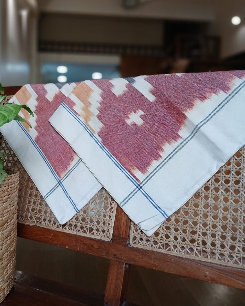 Ikat Cotton Double Bedsheet Set with Pillowcases - (BDST1017) - Image 3