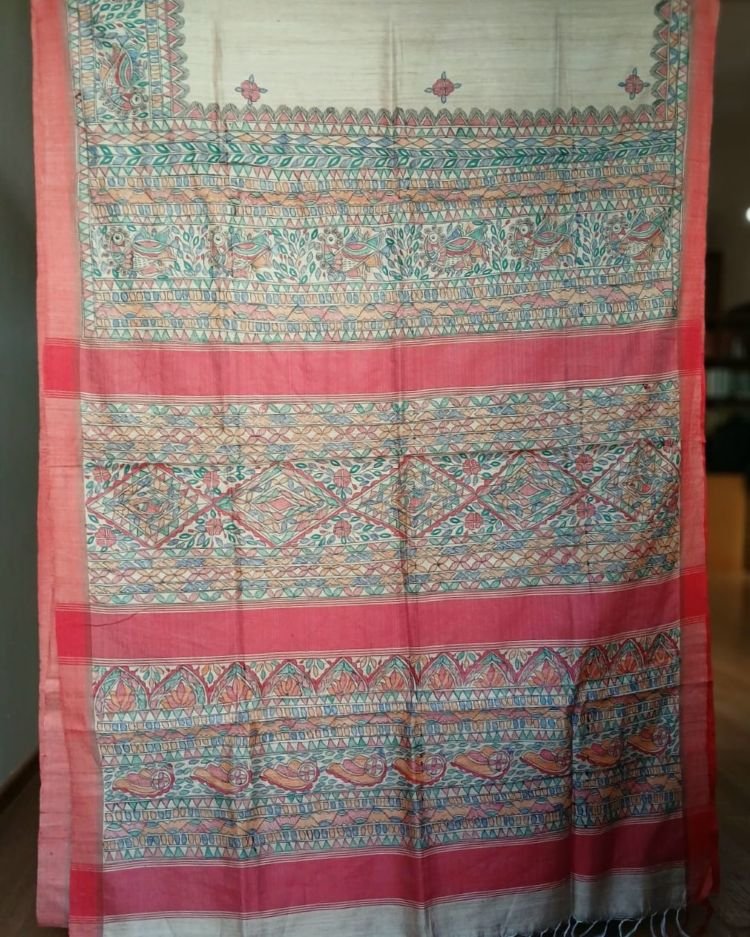 Madhubani on Tussar Silk – (MADT0013) - Image 10