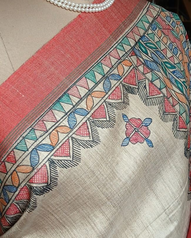 Madhubani on Tussar Silk – (MADT0013) - Image 5