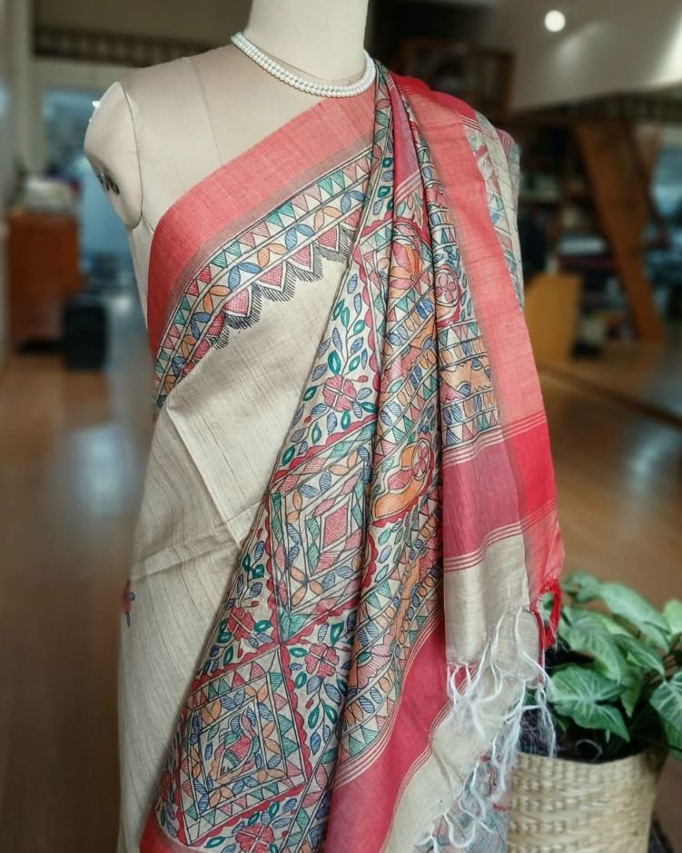 Madhubani on Tussar Silk – (MADT0013) - Image 6