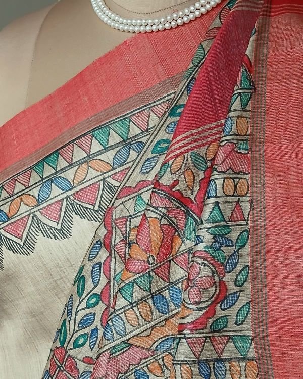 Madhubani on Tussar Silk – (MADT0013)
