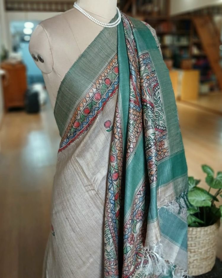 Madhubani on Tussar Silk – (MADT0023) - Image 6