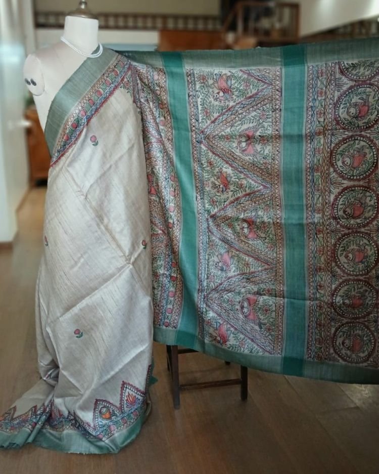 Madhubani on Tussar Silk – (MADT0023) - Image 3
