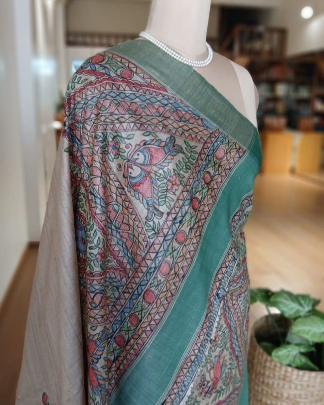 Madhubani on Tussar Silk – (MADT0023) - Image 9