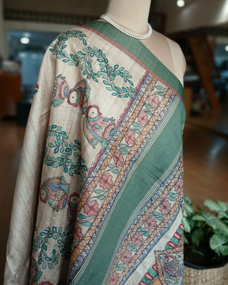 Madhubani on Tussar Silk – (MADT0014) - Image 9