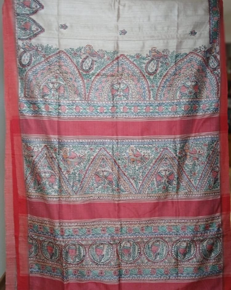Madhubani on Tussar Silk – (MADT0024) - Image 10