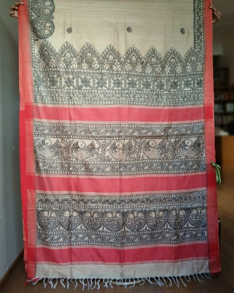 Madhubani on Tussar Silk – (MADT0015) - Image 10
