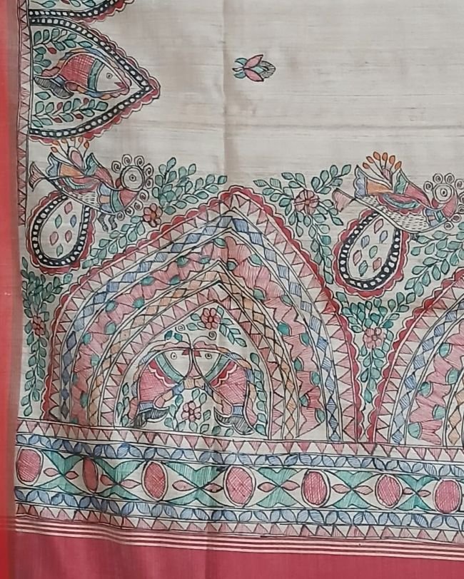 Madhubani on Tussar Silk – (MADT0024) - Image 12