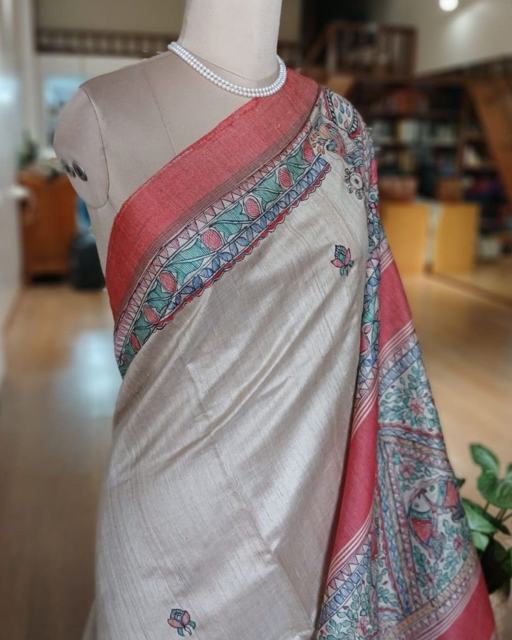 Madhubani on Tussar Silk – (MADT0024) - Image 4