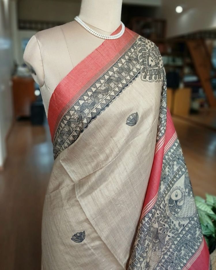 Madhubani on Tussar Silk – (MADT0015) - Image 4