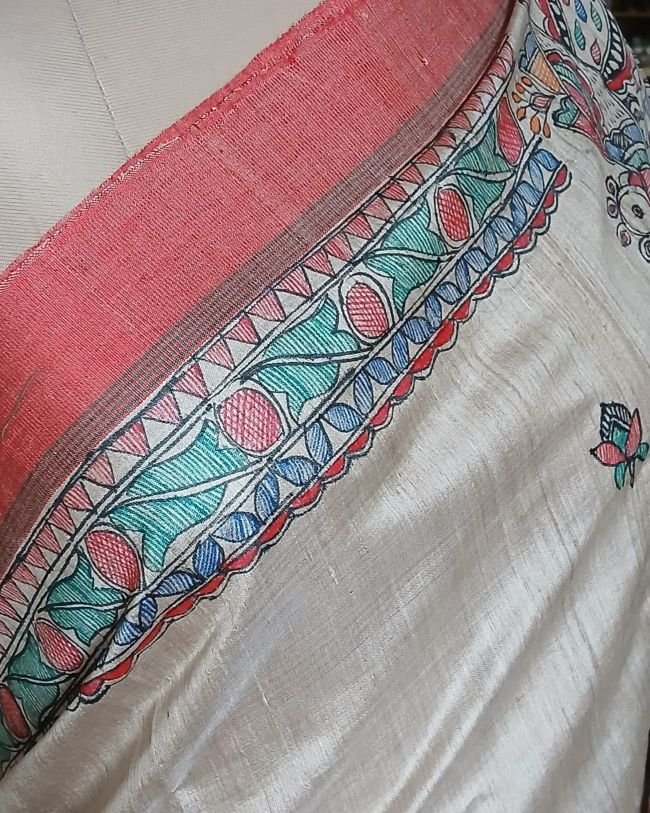 Madhubani on Tussar Silk – (MADT0024) - Image 5