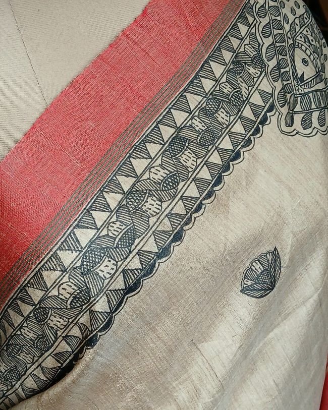 Madhubani on Tussar Silk – (MADT0015) - Image 5