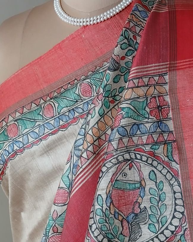 Madhubani on Tussar Silk – (MADT0024)