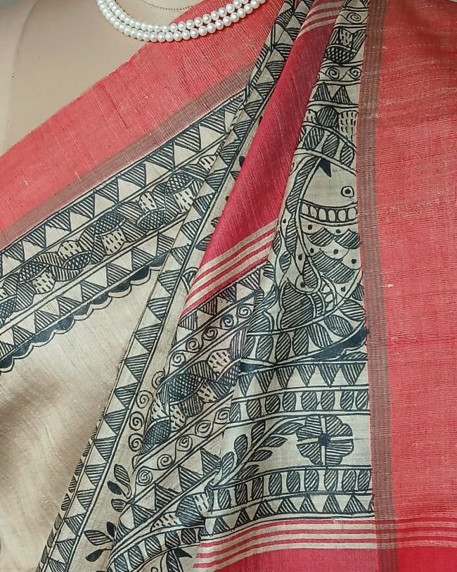 Madhubani on Tussar Silk – (MADT0015)