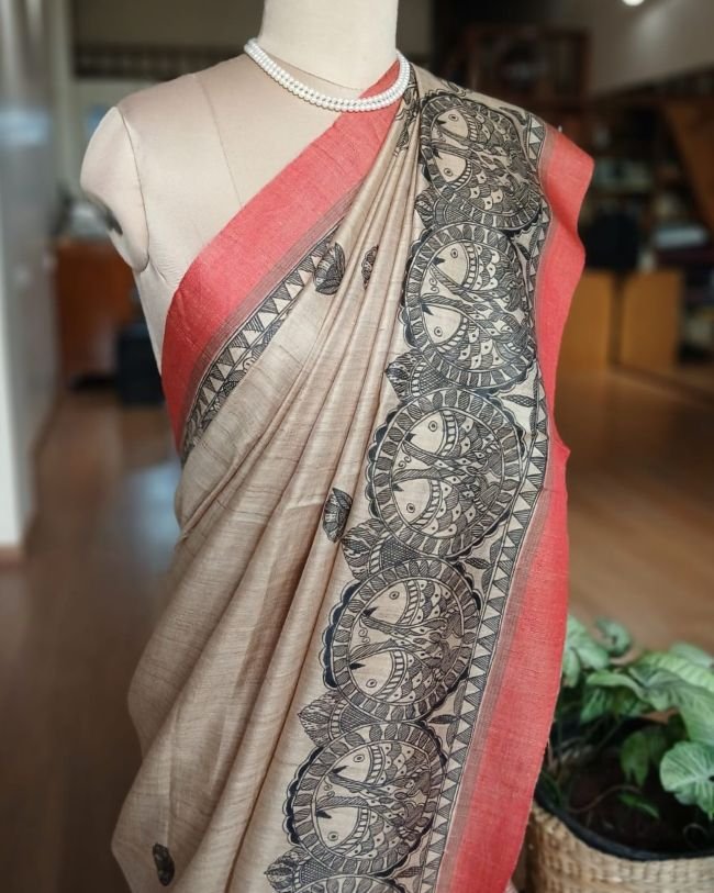 Madhubani on Tussar Silk – (MADT0015) - Image 7